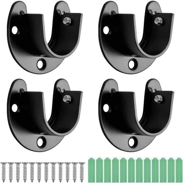 4 st U-formade gardinstångsändfästen, 25 mm gardinstångsändfäste,