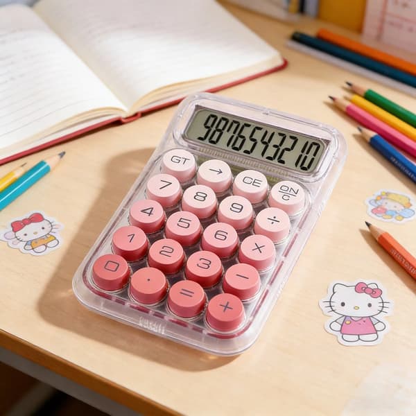 1 st Gradient Dopamin-kalkylator Rund mekanisk räknare 12-siffrig stor display för bokföring, ekonomi och kontorsbruk