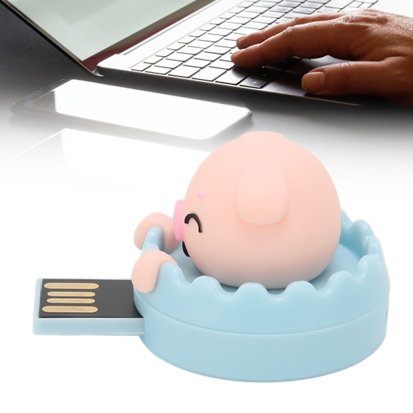 U Disk Söt Gris USB-gränssnitt Hot Swap Anti-elektromagnetisk störning Flash Drive för Hem Skola Kontor (Liten Rosa Gris Ring Spänne 128GB) Petit