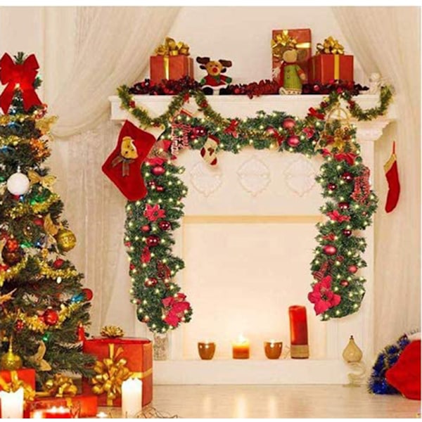 Couronne de Noël avec guirlande lumineuse LED - 270 cm -