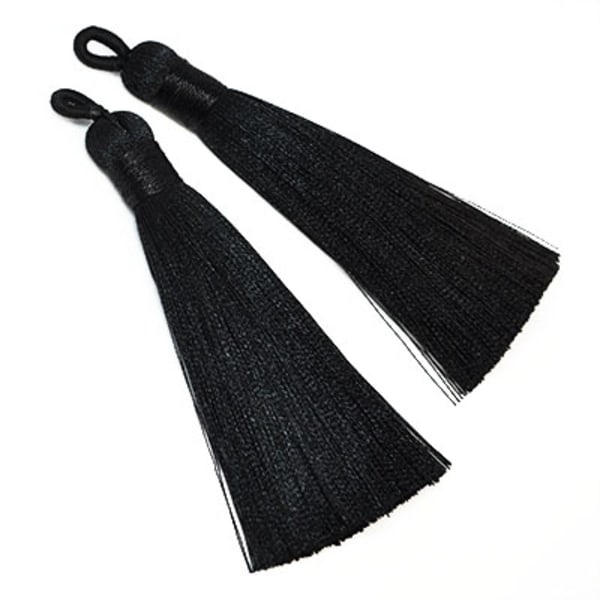 Tassels av polyester, ca 7-8cm, svarta, 2st svart