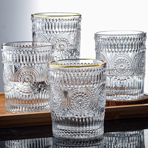 Vintage Präglade Glas Dricksglas Vattenglas Modern