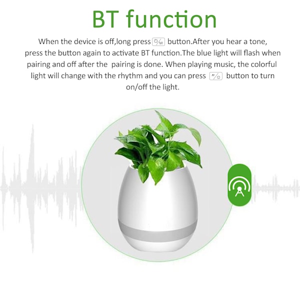 [通拓商品] Smart LED Musik Blomkruka Smart Musik Växtkruka BT Trådlös Blomkruka Multifunktionell med LED Nattlampa Touch-Sensor