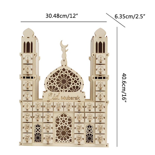 Ramadan Adventskalender Träprydnad Eid Mubarak Nedräkning