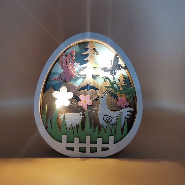 Påsk Trä Ornament Hål Ut Kyckling String Lights Ägg