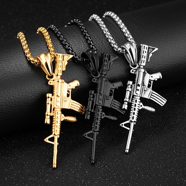 Militärmode M416 Titanium Stål Vapenhänge Halsband Herr