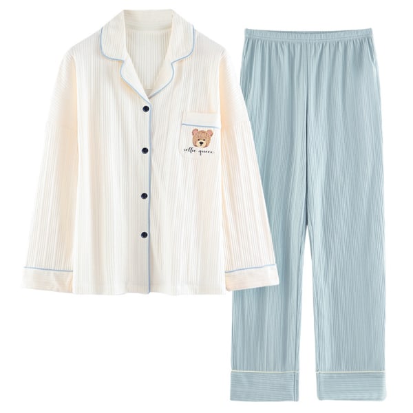 Pyjamas, tunn bomull, långärmad hushållskostym för kvinnor