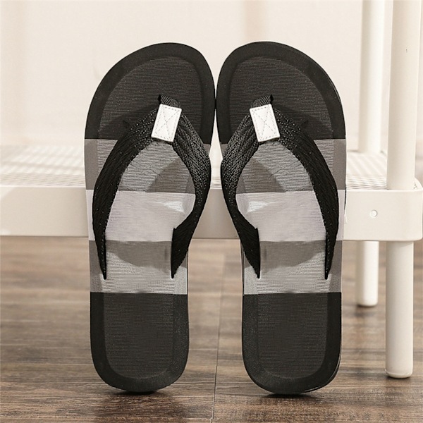 Flip-flops för män, snabbtorkande, ventilerande, halkfria, mjuka EVA, ergonomiska badtofflor, svarta, storlek 40