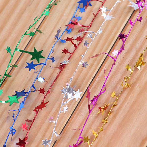 2 Rolls of Sparkly Star Tinsel Garlands with Wire for Xmas
