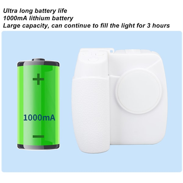 Smartphone Kamera Slutargrepp 3 Växlar Justerbar 1000mAh med LED Fyllningsljus Telefon Kamera Grepp för Fotografering Vlogging Vit