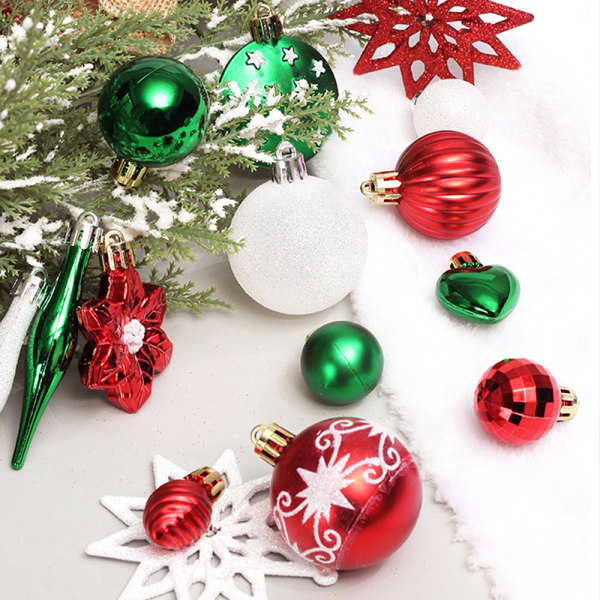 58pcs Christmas Tree Hanging Ornament Set Colorful Shatterproof