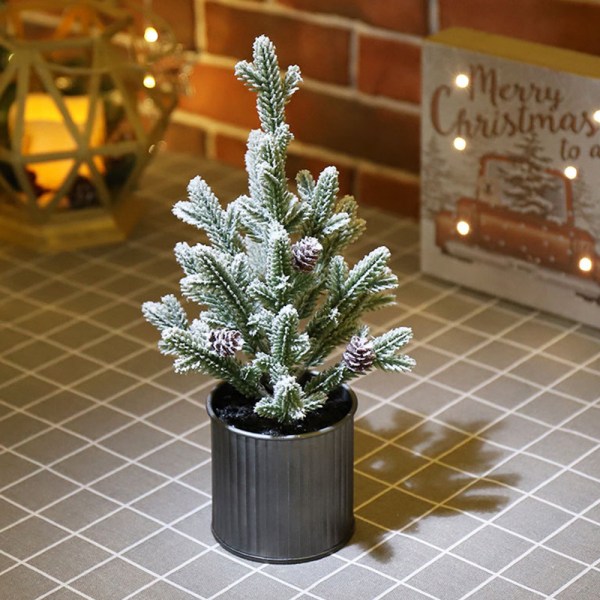 Flocking artificial Christmas tree, desktop cedar Christmas