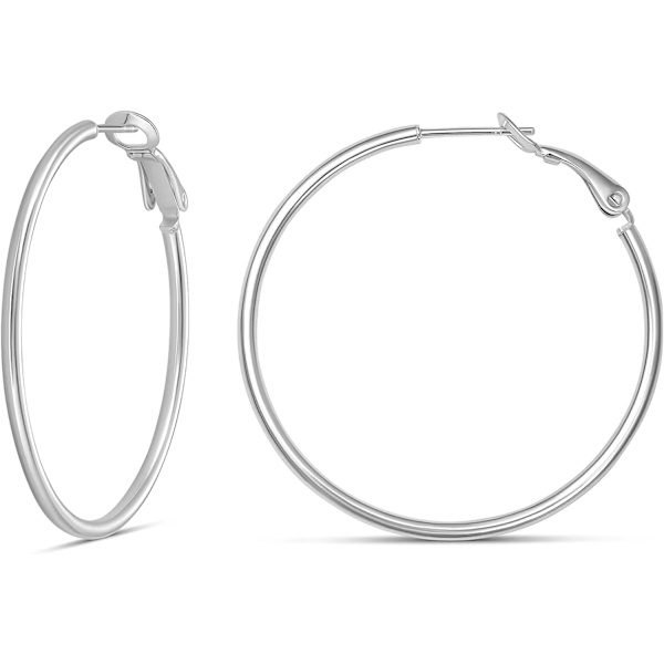 925 Sterling Silver Creolörhängen - Pläterade Creolörhängen Stora