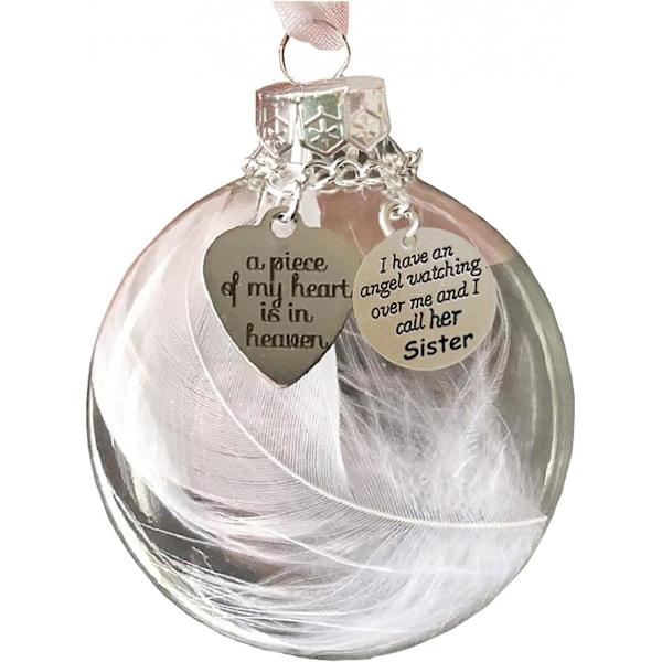 Clear Christmas Ornament Feather Ball, A Piece of My Heart is