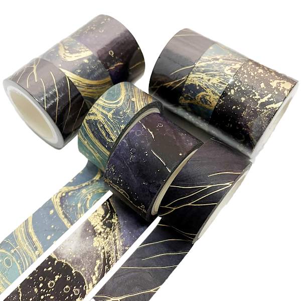Svart Guld Washi Tejp - Folie Washi Maskeringstejp Set - Metallic