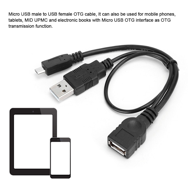 Micro USB Datakabel med Strömförsörjning Host OTG-kabel Micro USB Adapter Y Strömsplitter Svart