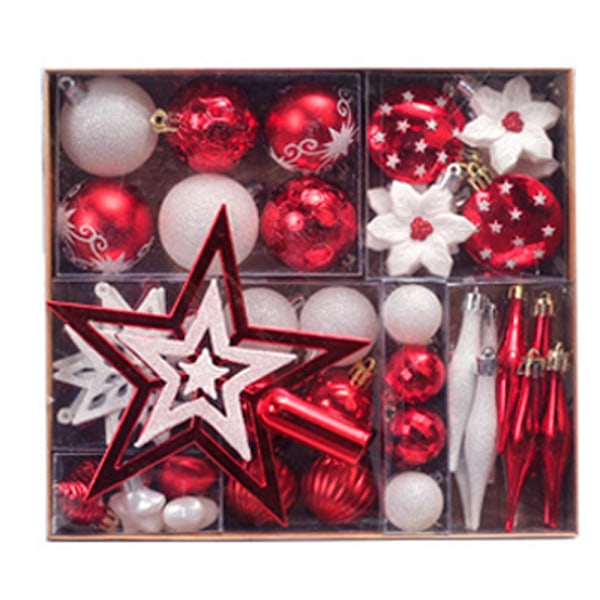 58pcs Christmas Tree Hanging Ornament Set Colorful Shatterproof