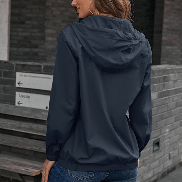 Dam Huva Full Zip Jacka Dragsko Långärmad Knäppning Casual Full Zip Ytterkläder Purpurblå XXL