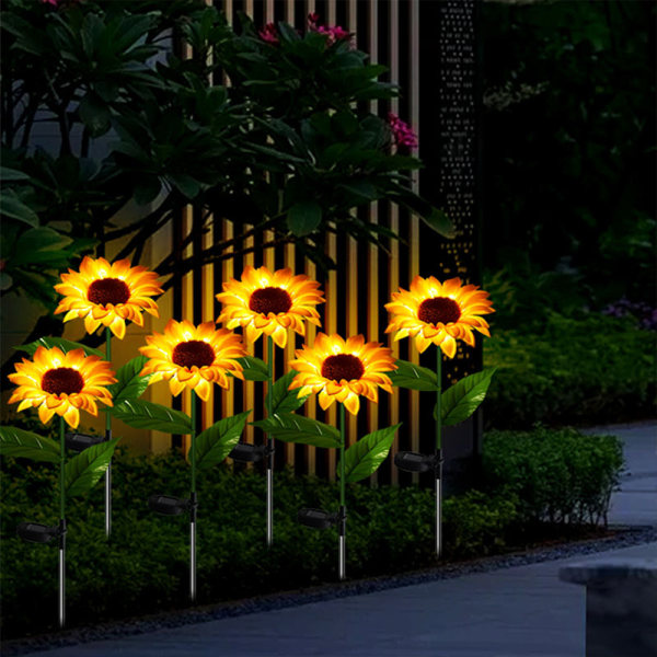 2 Pack Solar Garden Stake Lights, Sunflower LED Solar Lights