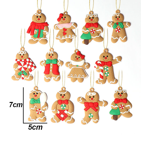 Gingerbread Man Ornaments for Christmas Tree Assorted Plastic
