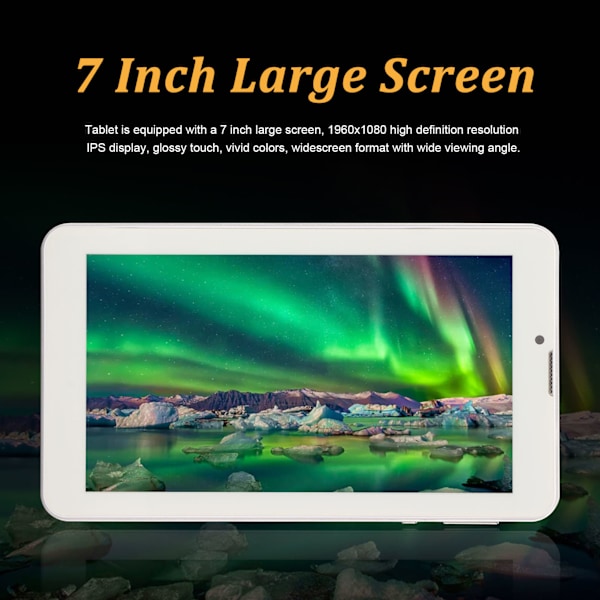 7-tums surfplatta med samtalsfunktion, 4 GB 32 GB, utbyggbart upp till 128 GB, Octa Core 1960x1080 IPS 6000mAh surfplatta för Android 10.0 100‑240V Blå EU-kontakt