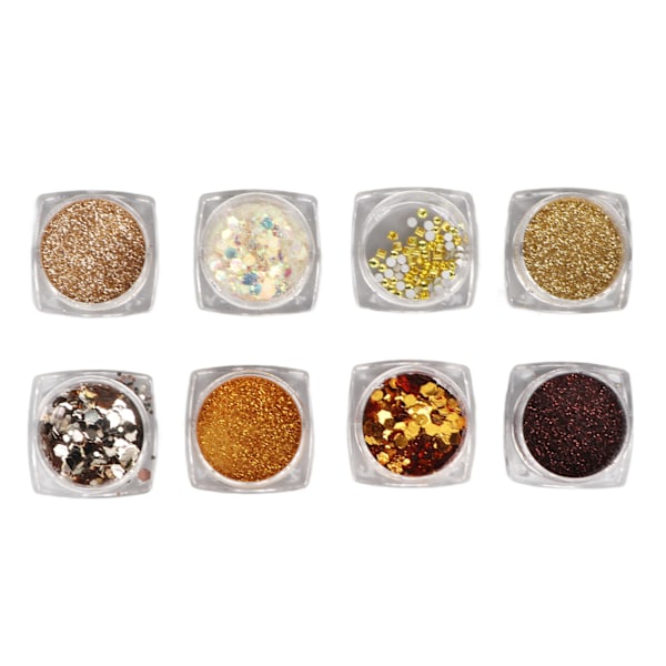 8 st Nagelkonst Paljetter Ultratunna Glänsande DIY Färgglada Nagelkonst Glitter för Hem och Nagelsalong
