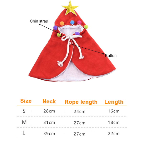 Pet Christmas Costume Puppy Xmas Cloak,for Cats and Small to