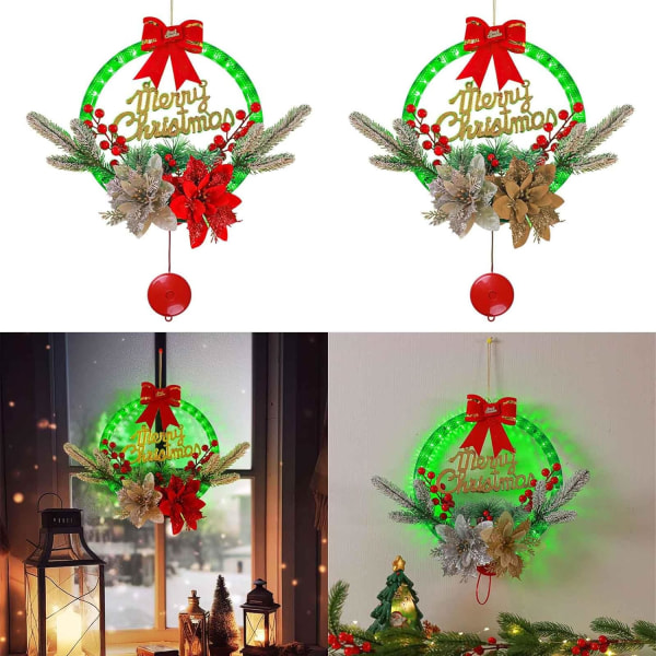 Christmas Wreath for Front Door Tree Hanging Ornament with