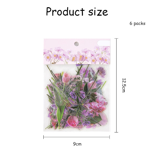 6 Packs Natural Stickers Flower Stickers for Scrapbooking Retro