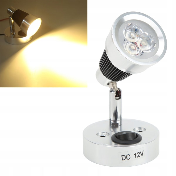 Läslampa för husbil 12V vridbar LED-spotlight med snabb USB
