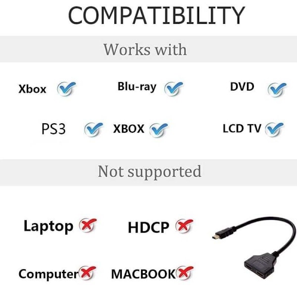 HDMI Splitter Adapter Svart
