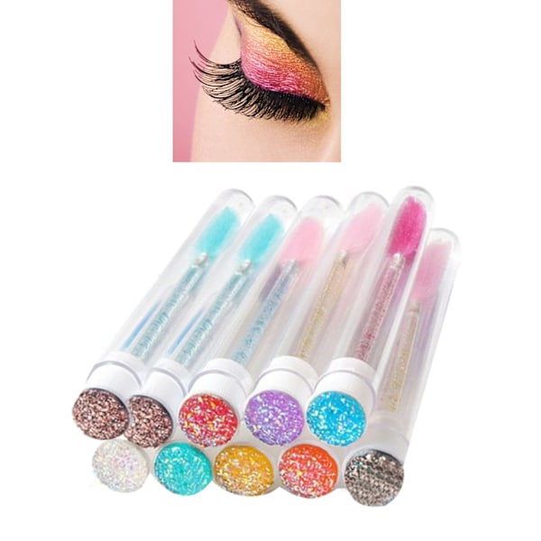 Professionellt sminkverktyg, spiralformade engångsmascaraborstar, praktiska för ögonfransar, ögonbryn, borttagning av nagellack, kristallglitterhandtag ger extra stil