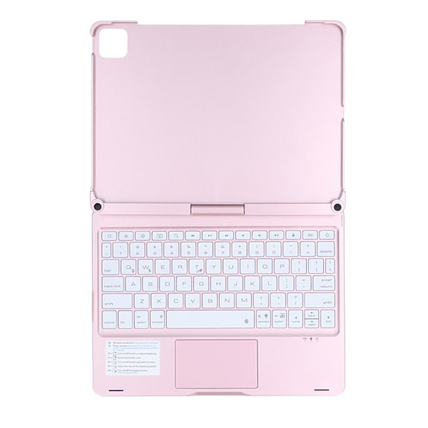 Tangentbordsfodral för iPad 11 tum 10,9 tum, Bakgrundsbelyst med Trackpad och Bluetooth, 360° Roterbart Skyddsfodral Roséguld Kompatibelt med iOS-surfplatta