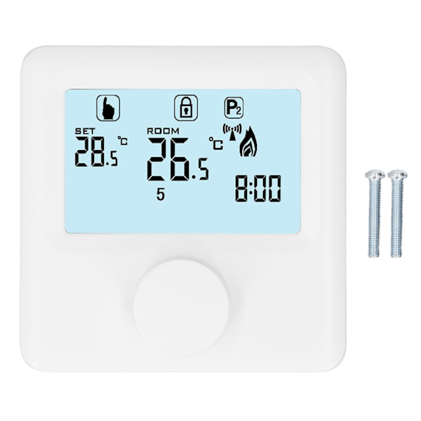 Digital Temperaturregulator LCD-Display Programmerbar Termostat för Panna Vit 30‑230VDC