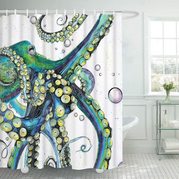 Badrum duschdraperi Färgglada mode bläckfisk dusch