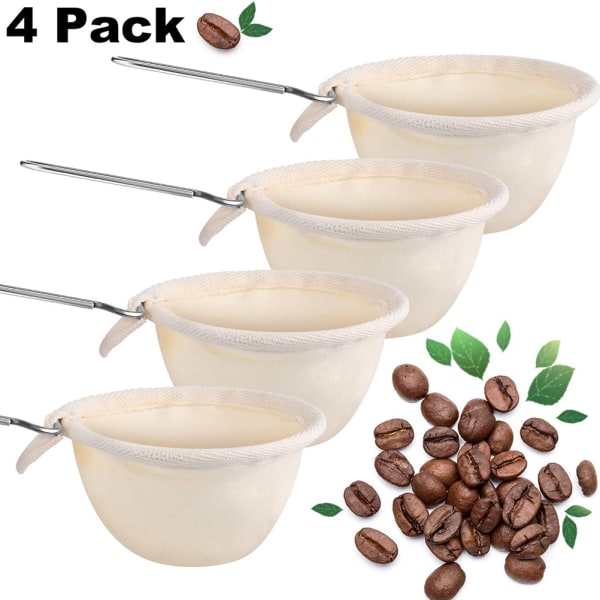 4 st Flanell Kaffe Filter Sil Duken Återanvändbar Flanell