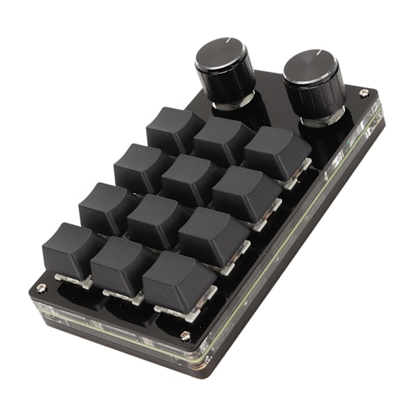 Mycket Använt Mekaniskt Tangentbord, Minnesfunktion med Inställbar Vred, RGB-Bakgrundsbelyst 12 Tangenter för Portabel Gaming (Blå)