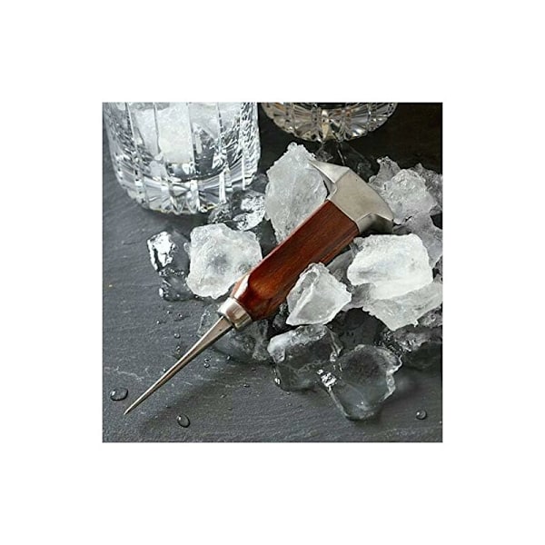 Ishacka i trä och rostfritt stål, 17 cm ishacka i rostfritt stål med säkerhetshandtag i trä, köksbar iskub cocktailverktyg