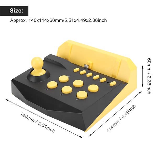 ABS Gul Klassisk Rocker Spelkontroll Joystick Gamepad Tillbehör för Switch/switch lite Gul