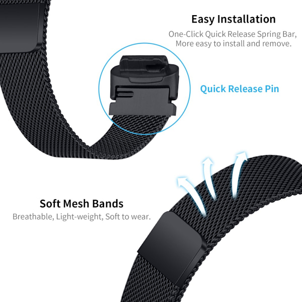 Milanese Loop Armband Fitbit Inspire 3 Svart