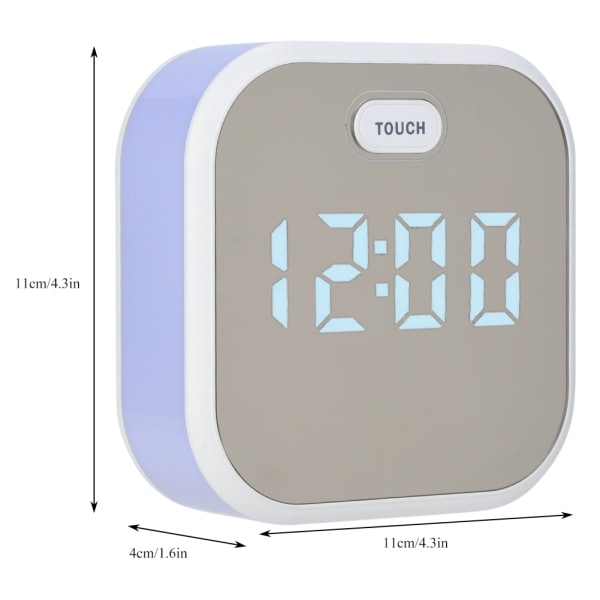 7-färgad LED-väckarklocka med digital LED-display och spegel