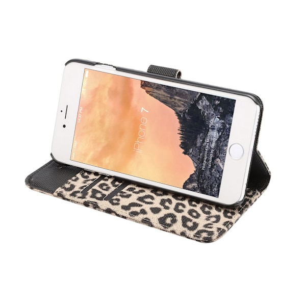 iPhone 7 / iPhone 8 / SE Plånboksfodral / Fodral Leopard Grå - Svart Svart