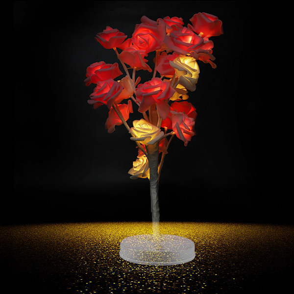 24LED bordslampa vacker romantisk ros blomma träd dekor
