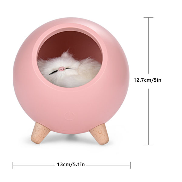 Mini söt kattunge hus skrivbord LED nattlampa steglös