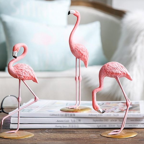 Söt rosa flamingo prydnad bordsdekoration vardagsrum