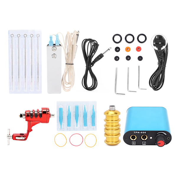 Tatuering Set Professionell Coil Tatuering Maskin Liner Shader Nål Kit Tillbehör Verktygsset UK-kontakt