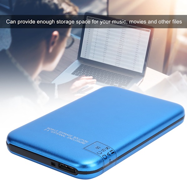 2.5in Mobil Extern Hårddisk USB3.0 Portabel HDD Blå med Adapterkabel för Stationär Dator Laptop 1T
