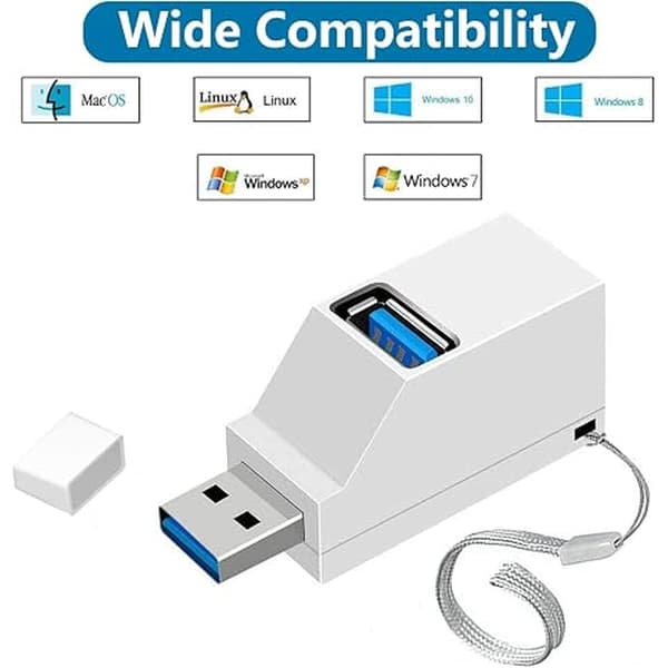 1 st USB-hubb, 3-portars USB-splitter, USB 3.0 höghastighetssplitter (vit)