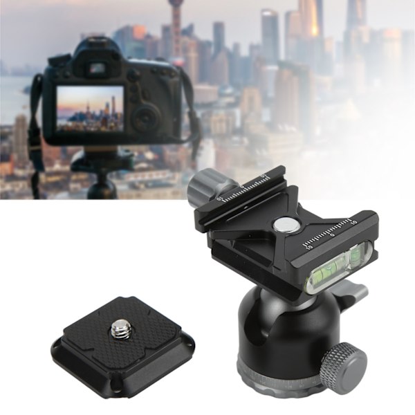 Mini Kulhuvud i Aluminiumlegering 360° Panorama Kulhuvud med Snabbkopplingsplatta Vattenpass för Stativ Enbensstativ Digitalkameror
