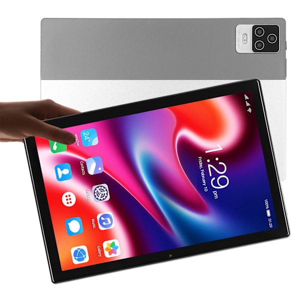 2 i 1 Tablet 10,1 Tum med Tangentbord 8-Kärnig CPU 8GB 256GB 5G WIFI 4G Samtal FHD Tablet för Android 12 100‑240V Silver EU-kontakt